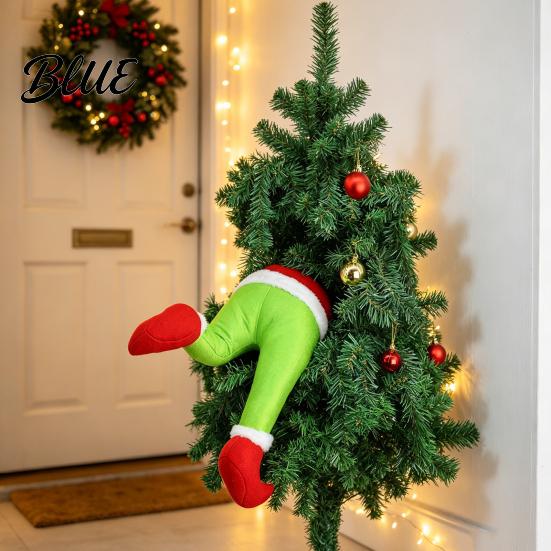 Xmas Tree Ornament for Kids Christmas Elf Stuffed Leg Ornaments Santa Green/Red Legs Decorations Poseable Indoor Fireplace Holiday Door Wreath