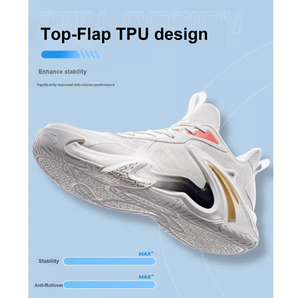 Anta Youth  Kids Air Space Comfortable Simple Shock Absorbing Durable Low Top Basketball Shoes Kids basketball shoes White A312421105-5