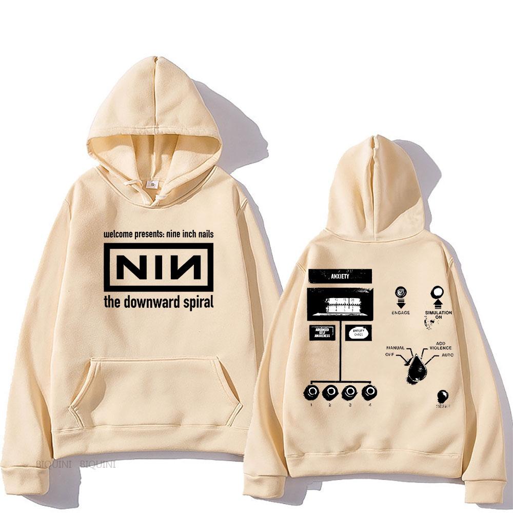 2025 Retro Hooded Nine Inch Nails Confirm Tour Fleece Harajuku Sweatshirt for Autumn/Winter Gothic Clothes Punk Hoody