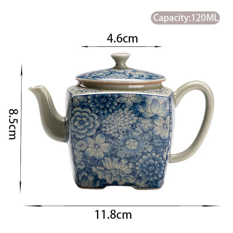 120ml Chinese Traditional Small Capacity Ceramic Teapots Hand-painted Blue and White Porcelain Tea Pot Kettle Handmade Tea Set