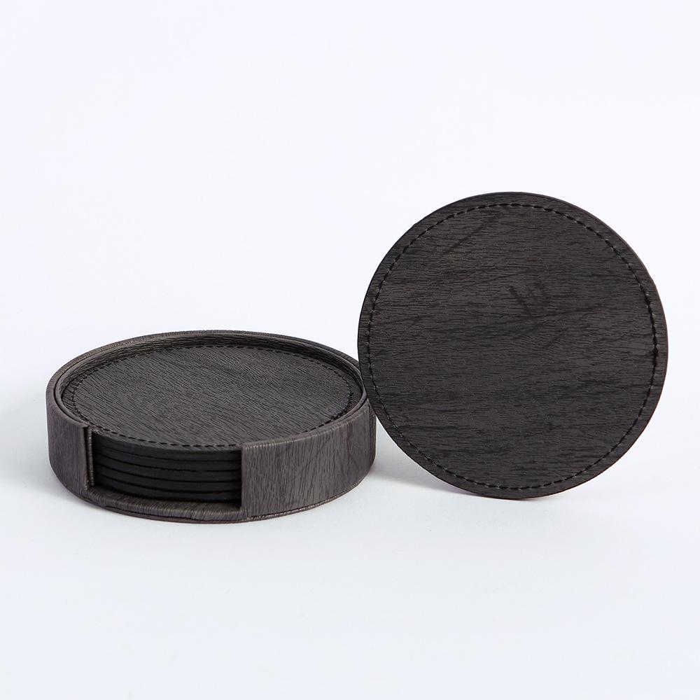 Round Double-Sided Leather Tea Coaster with Heat Insulation