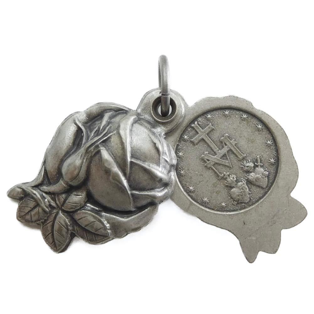 Miraculous Medal Rose Pendant, Slide Type, Made in Germany, Virgin Mary