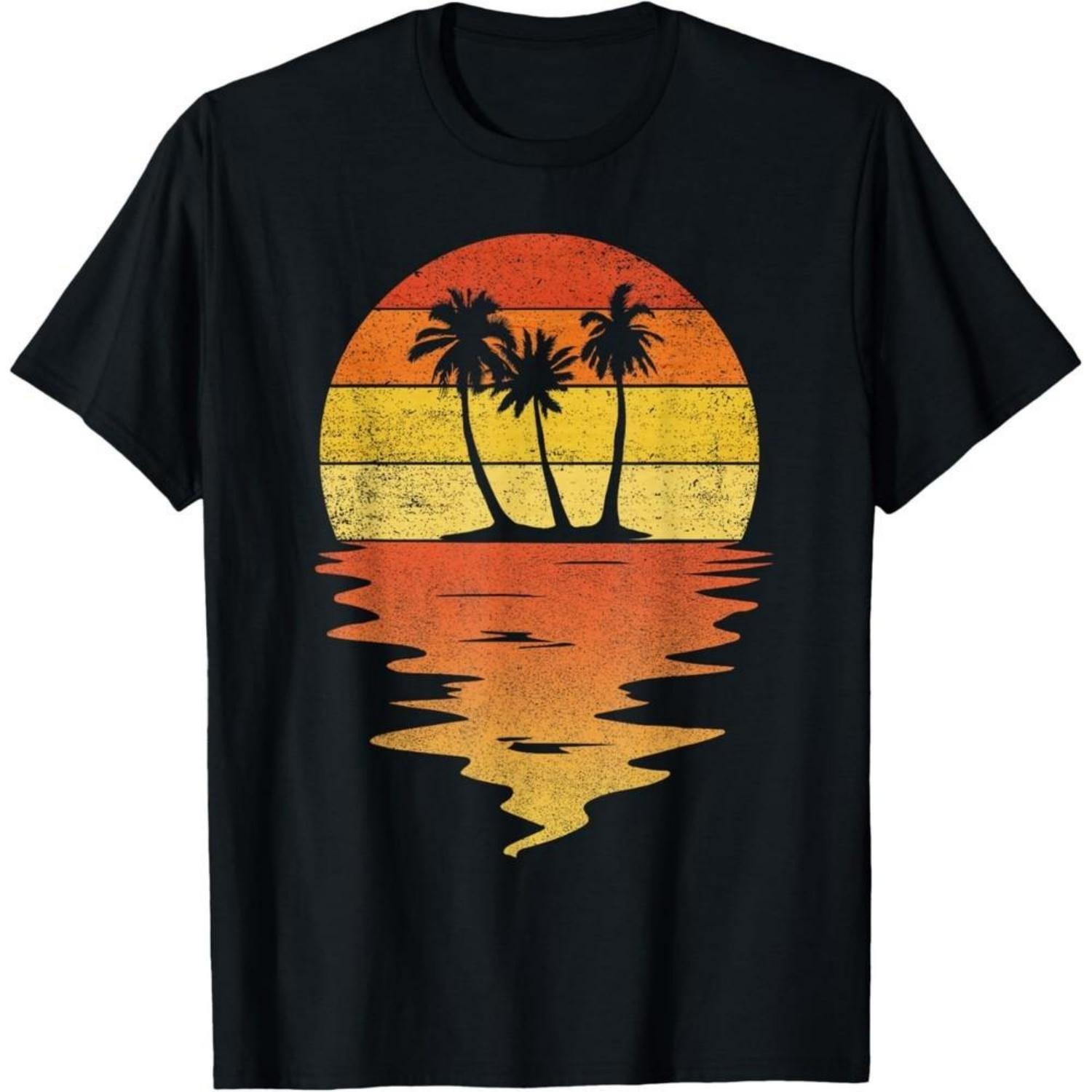 Palm Trees Shirt Retro Sunset 70s Vintage Palm Trees T-Shirt Unisex T-Shirt S чёрный