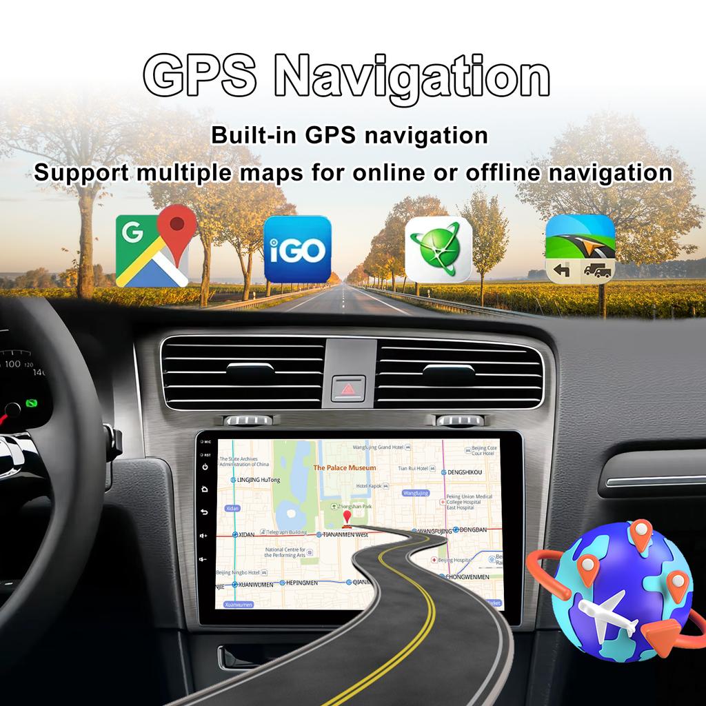 RK-3562 7 9 10 Zoll Android 14 Ultradünnes 4Cores 4+32GB Autoradio für universelles kabelloses Carplay GPS Navi Wifi BT 5.0