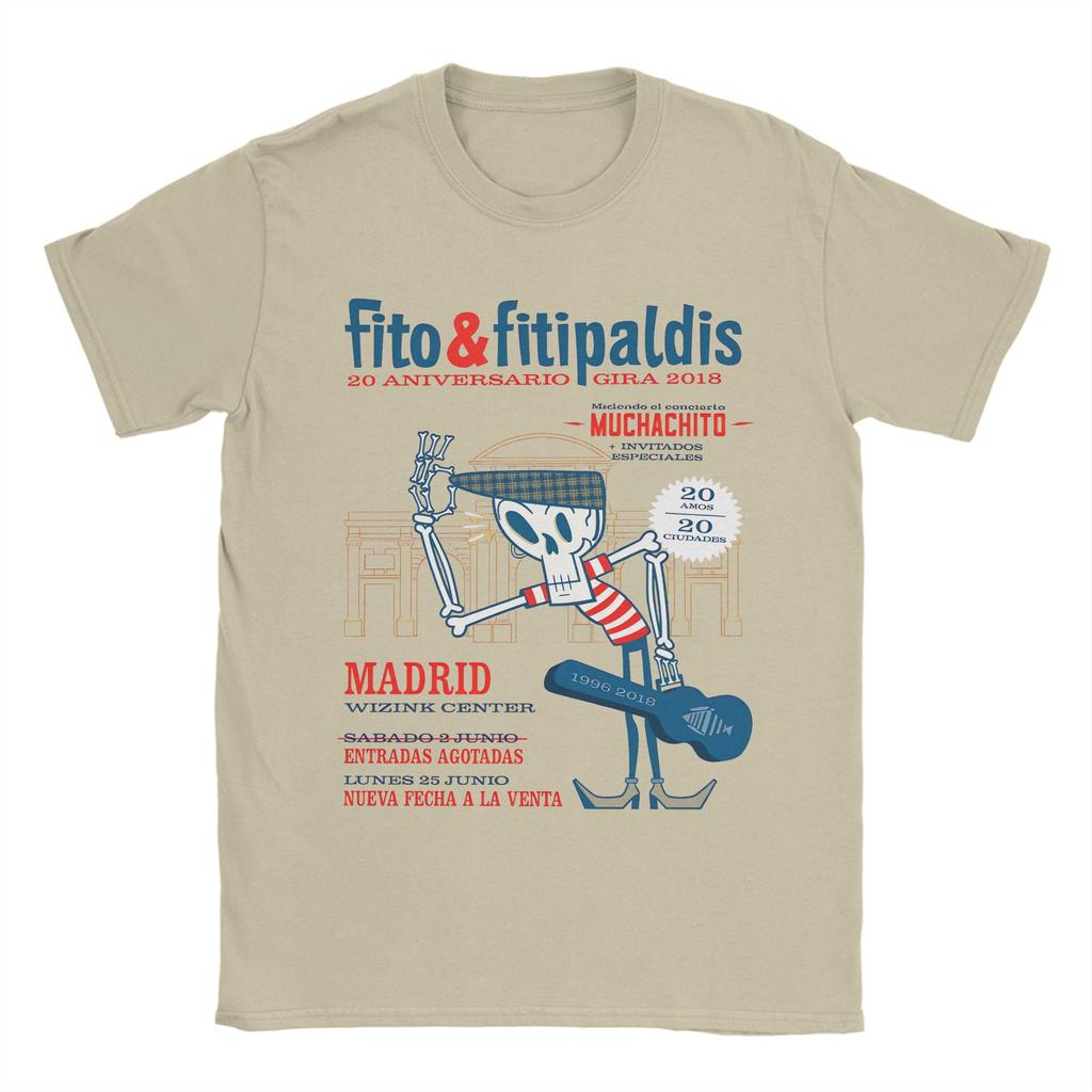 Herren Fito Fitipaldis Spanische Rockband T-Shirt Reine Baumwolle Oberteile Vintage Kurzarm Rundhals T-Shirts Original T-Shirts