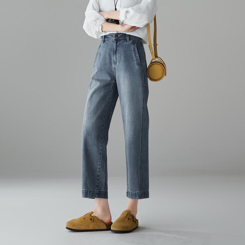 SOFSIL Women's High-Waist Cropped Straight-Leg Jeans