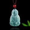 Genuine A-Grade Blue Jade Guanyin Bodhisattva Pendant Ice Seed Jade Unisex Bottle.