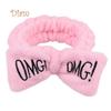 Tenfyer Cute Women Letter Bowknot Plush Headband Face Washing Hair Band Elastic Headwear