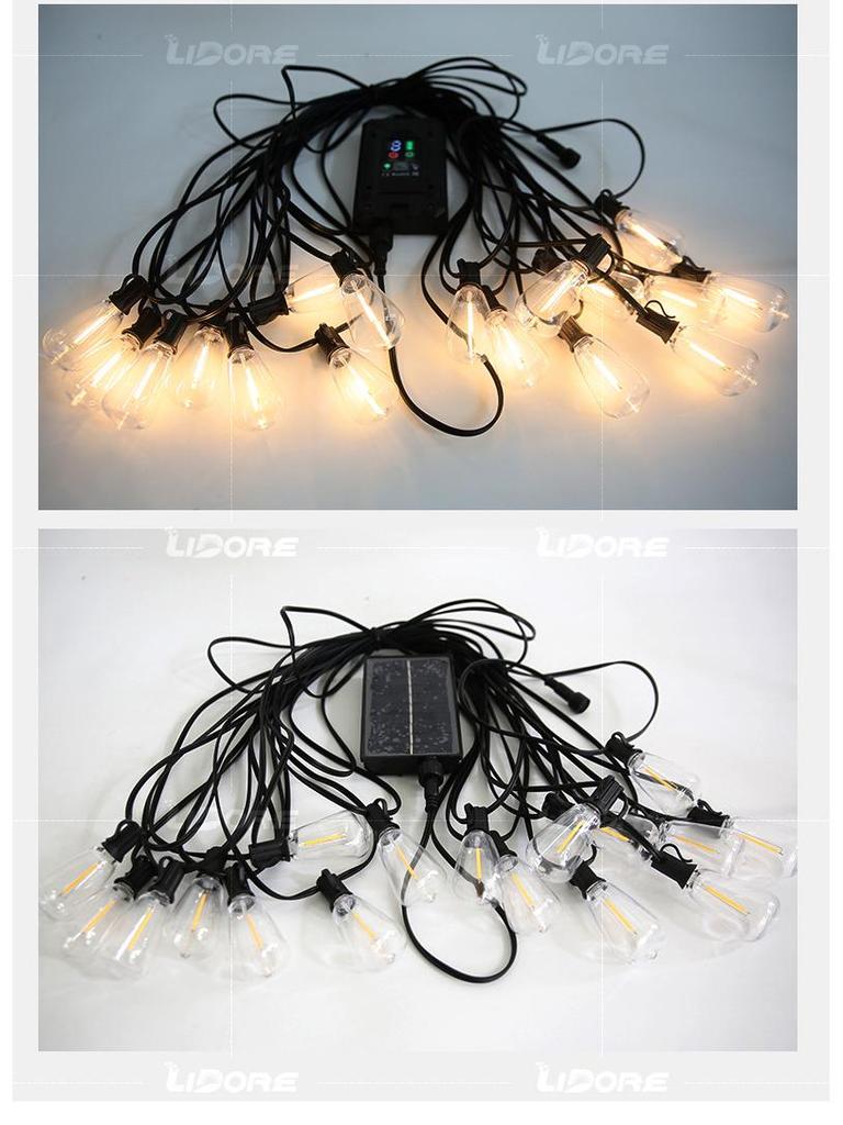 ST38 Solar LED String Lights with USB Charging - Perfect for Courtyard, Decoration, Camping, Outdoor Ambiance