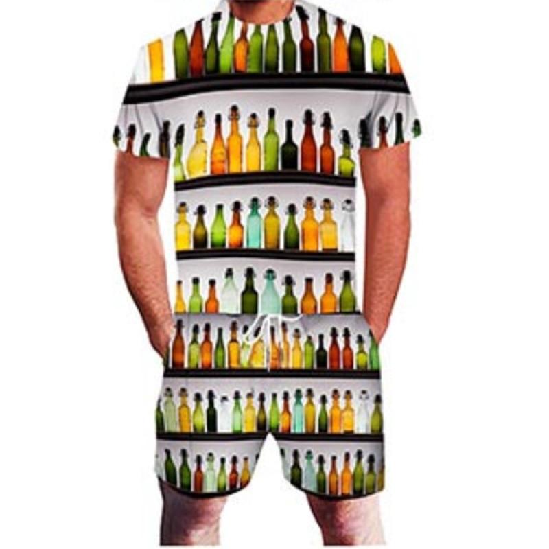 Beer 3D Print Tracksuit Summer Men's Short Sleeve T-shirt Sets Fashion Streetwear T Shirts Shorts 2 Piece Sportswear