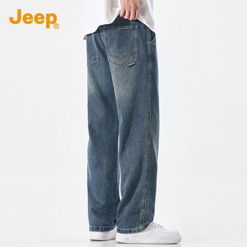 JEEP Men's Loose Straight American Style Denim Jeans