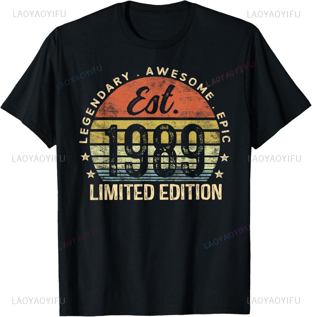 Hecho en 1989 Todas las Piezas Originales Divertida Camiseta de Cumpleaños Nacido en 1989 Unisex Verano Ropa de Calle Tops Ropa de Calle Camisas