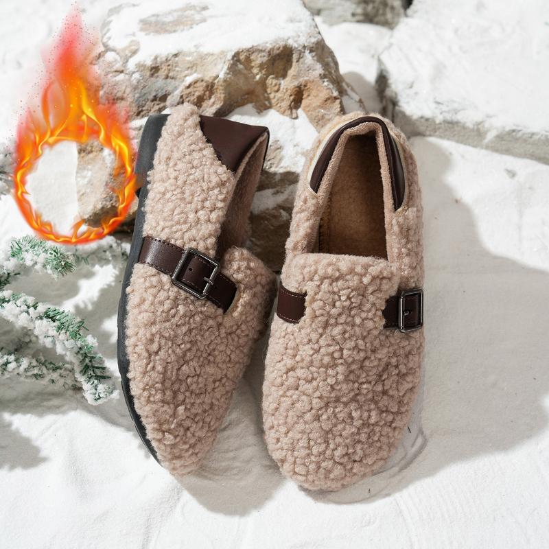 Women's Cotton Shoes Low-cut Lamb Wool Warm Peas Cotton Slippers Indoor and Outdoor Fashion Cotton Shoes