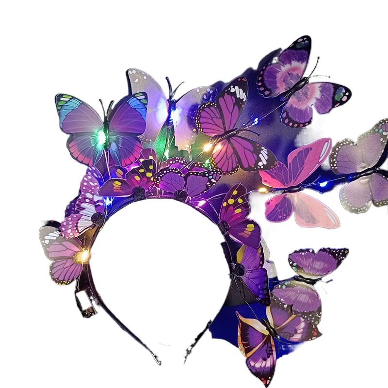 LED Colorful Headpiece Party Favors Glowing Headband Wedding Birthday Butterfly Christmas Hair Hoop