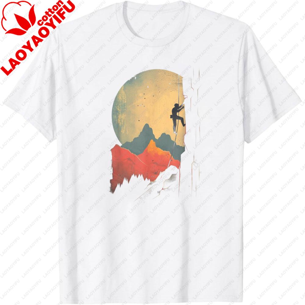 Mountain Climbing Adventure Sunset Landscape Outdoor Sport Gift Top Men TShirt Summer Casual Fashion Short Sleeve Tees