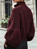 Trendy Autumn Winter Long Sleeve Knit Cardigan for Women - Thick and Fluffy Lantern Sleeve Texture Coat
