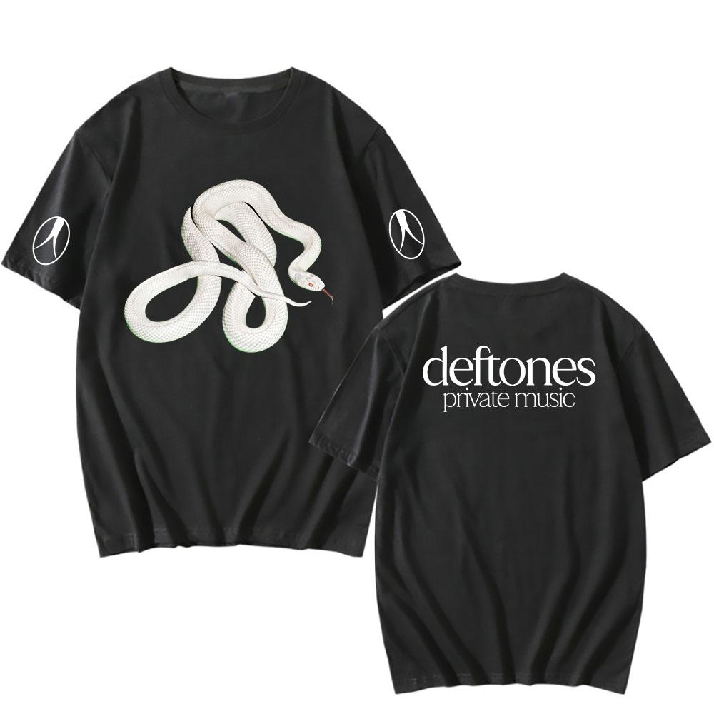 Soukromý hudební seznam skladeb Trička Deftones Rocková kapela Potisk Tričko Bavlna Volné Krátký rukáv Tričko Ženy Muži Unisex Streetwear