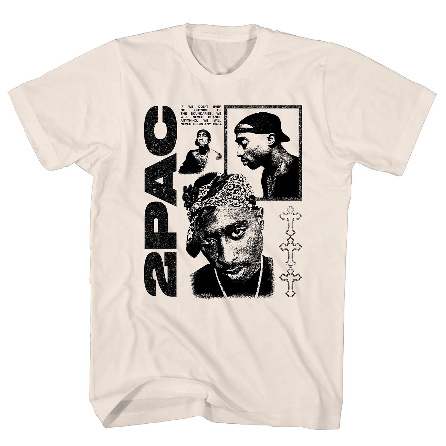Men s Tupac Photos/Logo T-shirt XX-Large Natural S