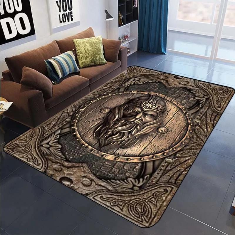 3D Viking Pattern Carpet Area Rugs Graphic Square Anti-slip Large Carpets Living Room Home Decoration Children Bedroom Carpet