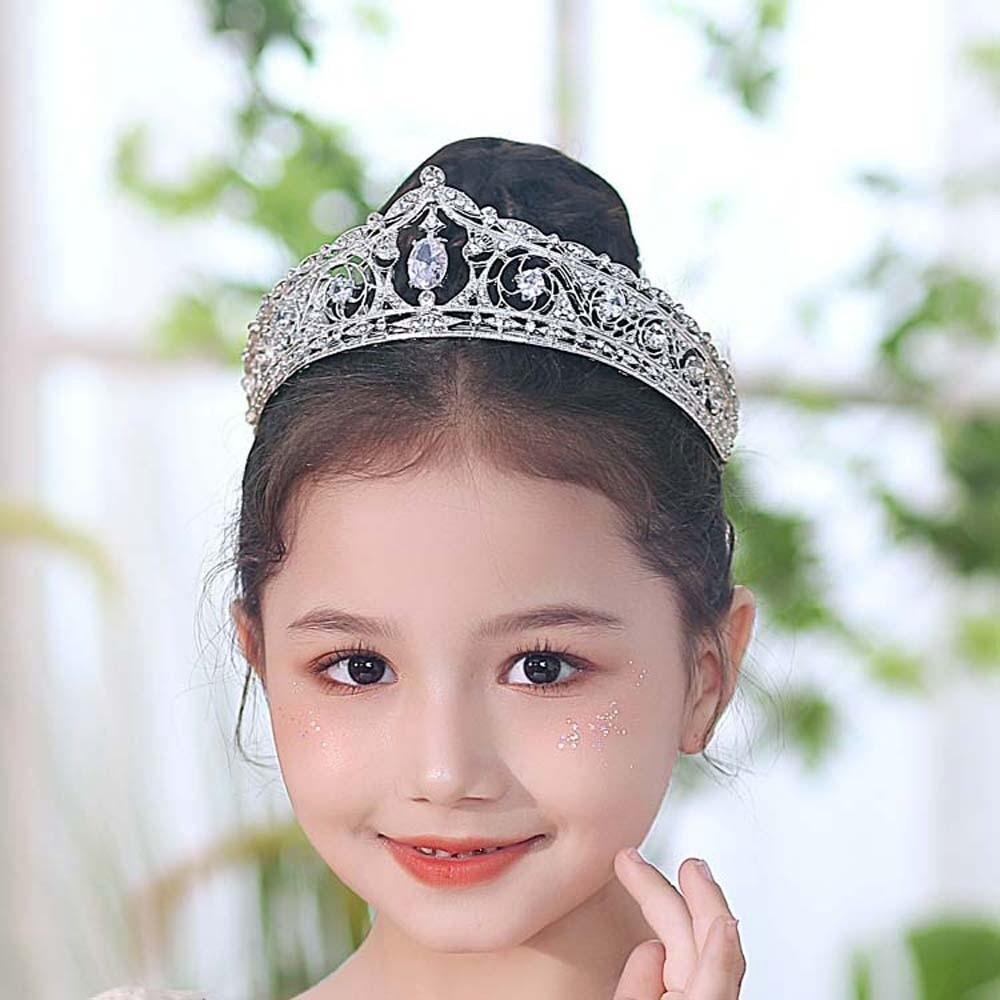 Elegant Crown Hair Accessory Vintage Princess Rhinestone Tiara Bride Silver Crown Party