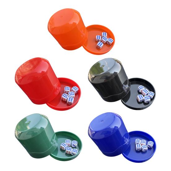 1 Set Dice Cup with Base 5 Dot Dice Heavy Duty Manual Shaker Cup Adults Family Night Bar Party Gambling Drinking Board Game Casino Equipment
