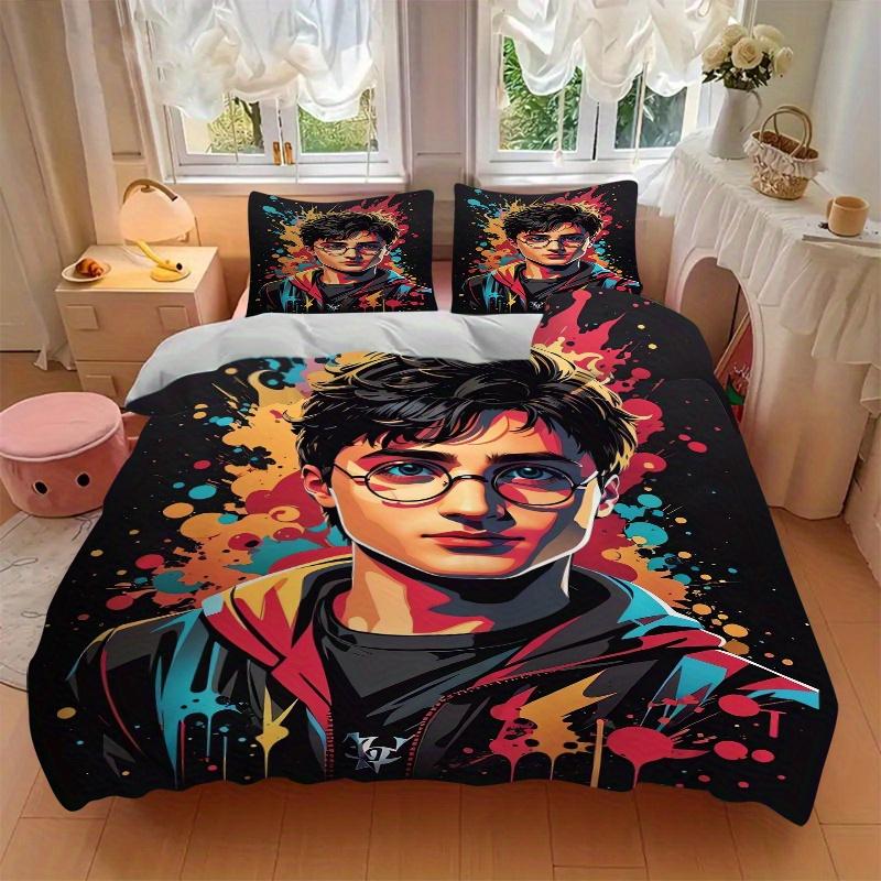 3pcs Harry Potter Quilt Cover Set - Soft and Cozy Bedroom, Guest Room and Dorm Decorative Bedding 3-Piece Set 1 Quilt Cover + 2 Pillow Shams.F032