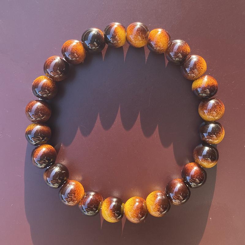 Charm Bracelet Tiger Eye Stone Beads Elastic Beaded Bracelets For Men Women Jewelry