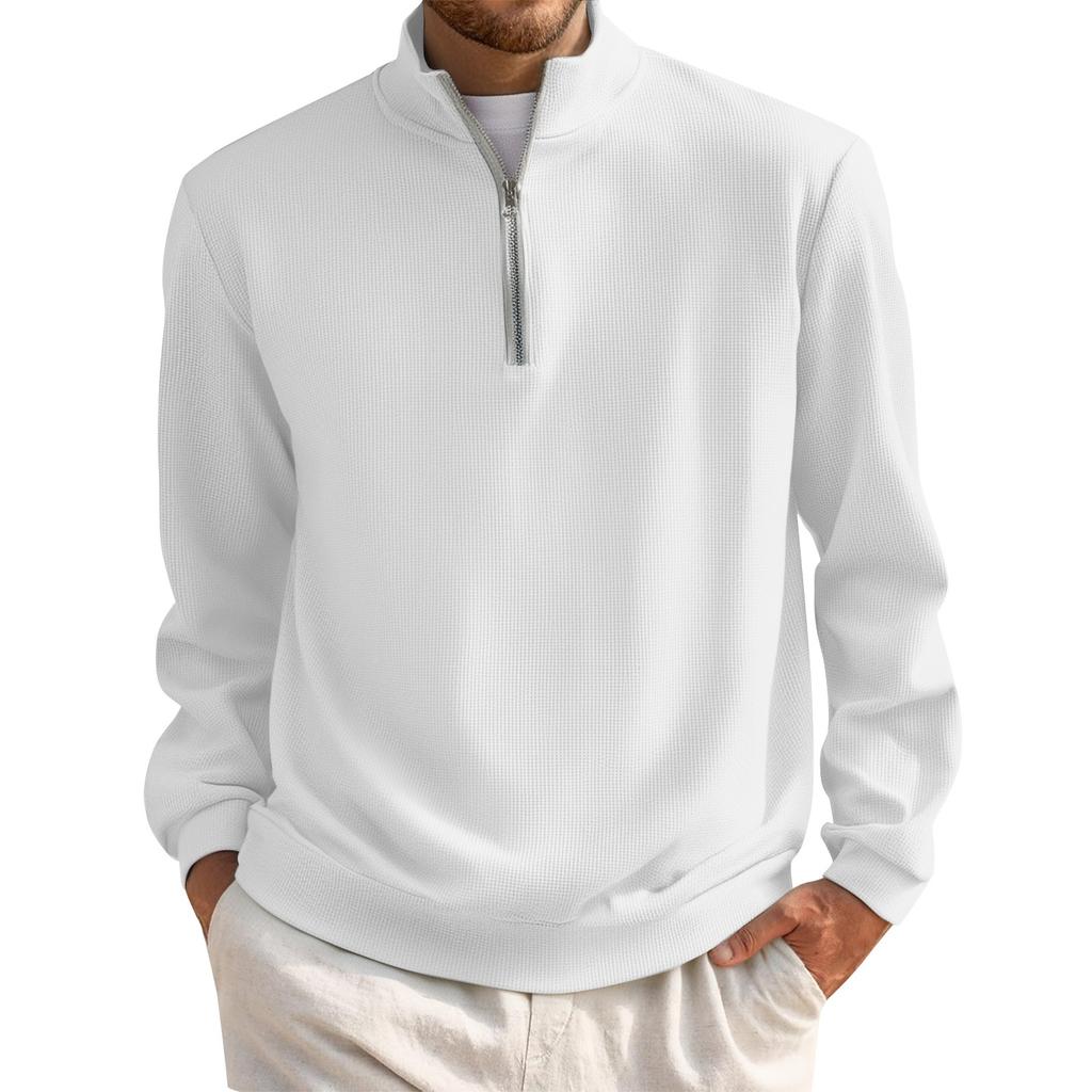 Men's Short Zip Pullover Turtleneck Long Sleeve Top