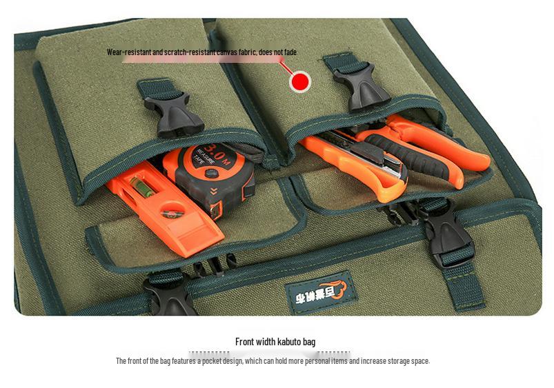 Durable Multi-Functional Canvas Tool Bag for Carpenters and Electricians - Large Capacity, Thickened, Wear-Resistant, Old-Fashioned Design