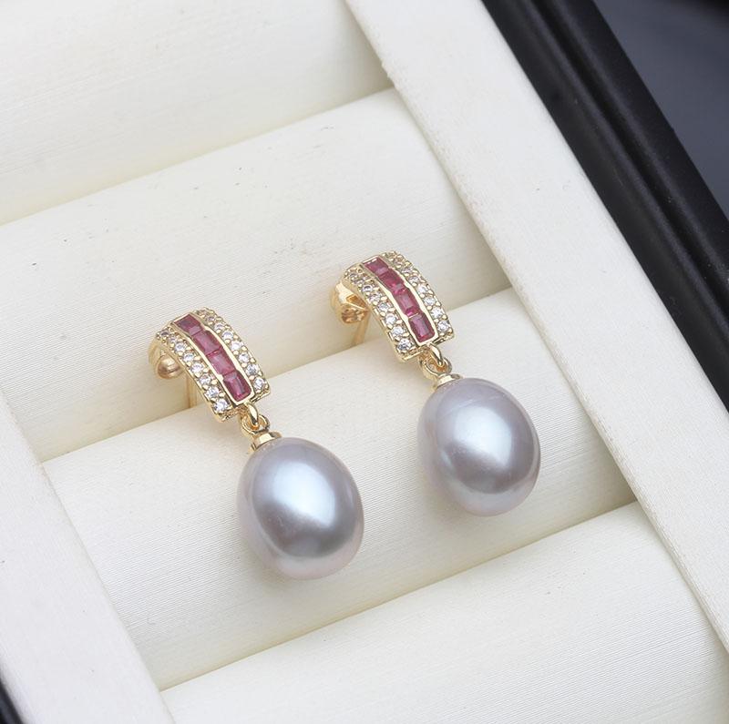 Srebrne Kolczyki Ślubne Perłowe ze Srebra Próby 925 Woda Słodka Kobieta, Vintage Naturalne Kolczyki Perłowe Biżuteria Żona Dziewczyna Prezent Urodzinowy Biały Różowy