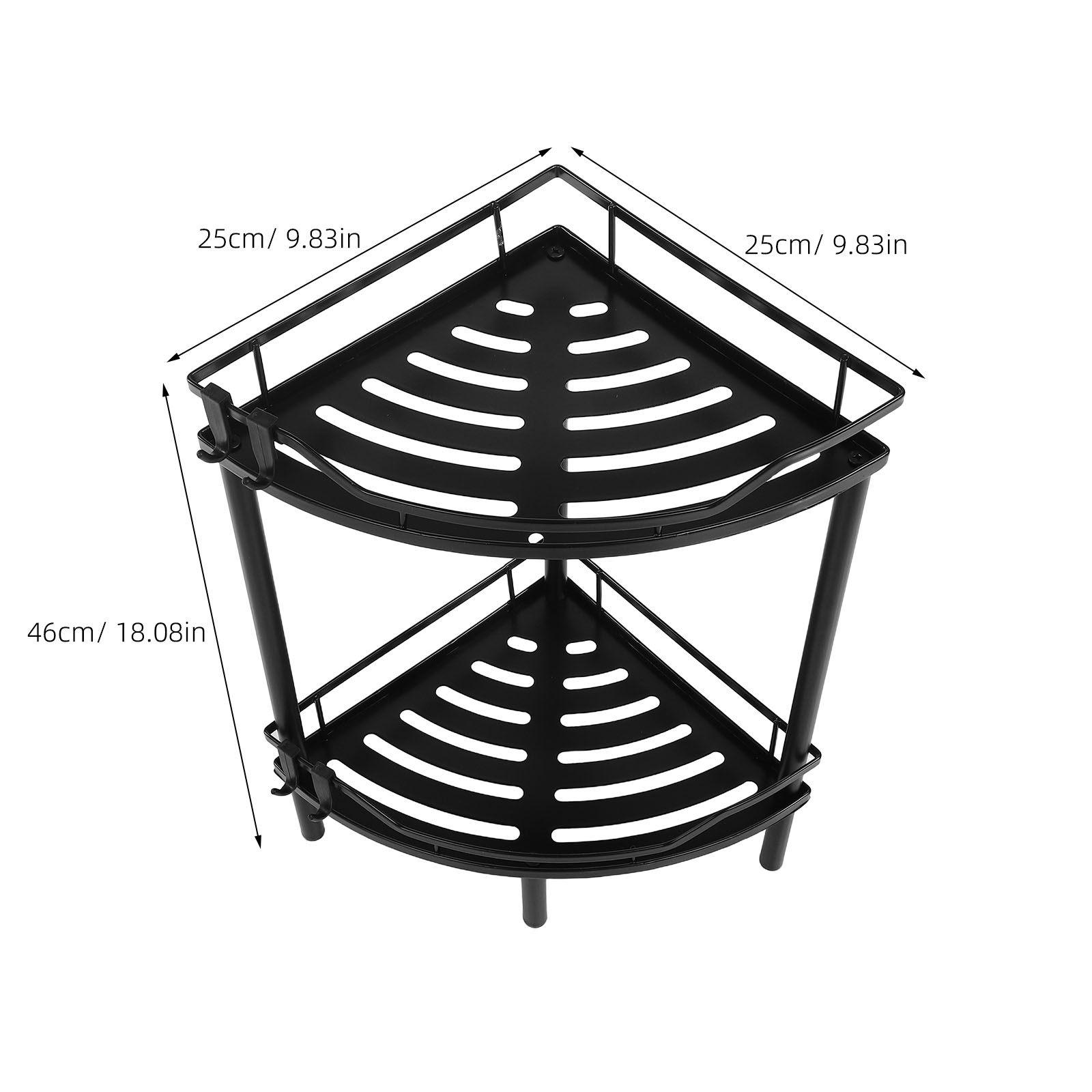 Matte White Metal Corner Shelf 2 Tier Triangular Storage Rack Stable Wall Mounted Bathroom Organizer Shower Rack Bathroom Corner чёрный