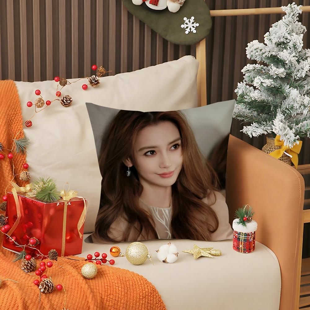 Famous Star Angelababy Pillow Case Living Room Sofa Decorative Cushion Cover Simple Household Light Luxury Printed Pillow