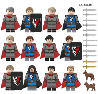 M8097 Medieval Army Soldiers Building Block Figurine Toy With Short Sword Shield Cape