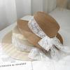 Women's Summer Hat Lace Bow Ribbon Sun Hat Travel Beach Accessories Sunshade Bucket Hat Lady Fashion Sunhat Vintage