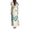 Abito Casual Estivo da Donna con Stampa Farfalla, Scollo a V, Manica Corta