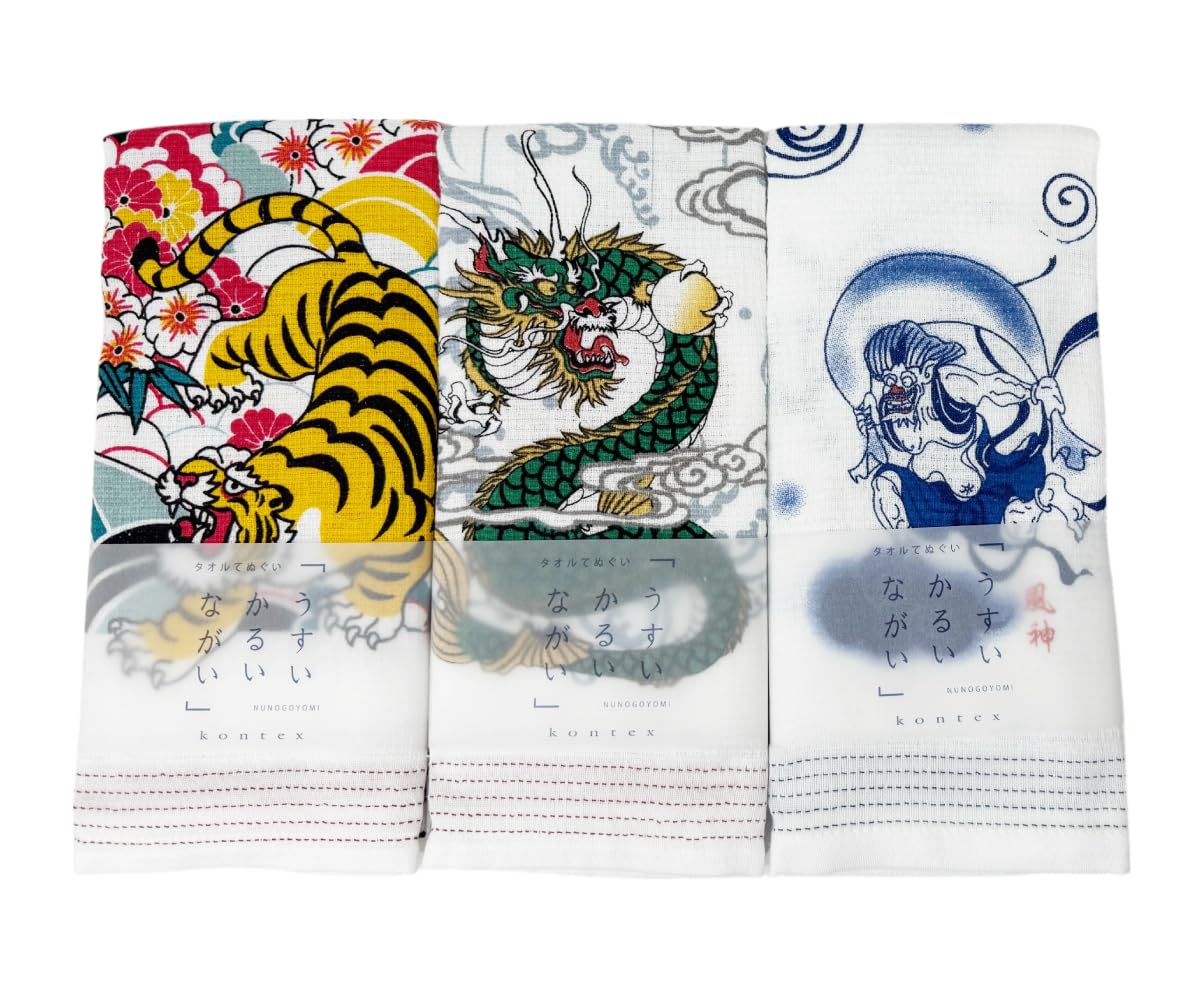 

Набор полотенец для лица Kontex Tenugui Тканевый календарь Бог Грома (Тенугуи) (Набор из 3 предметов) - (Тигр и Дракон/Дракон/Ветер и Бог)
