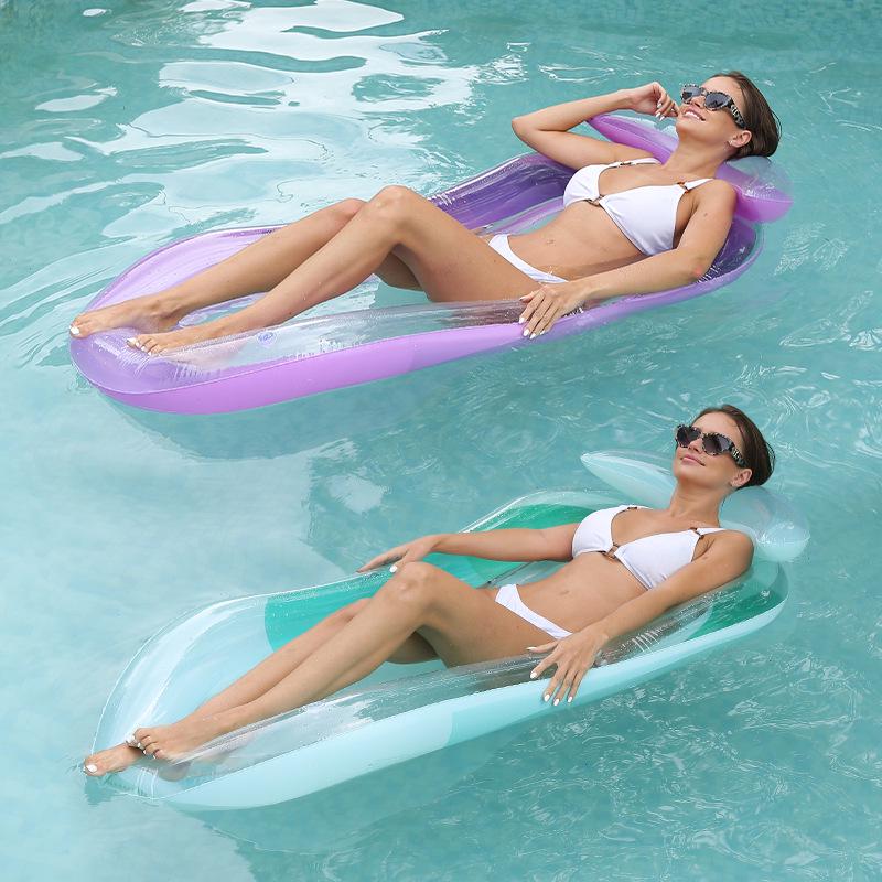 Gradient Inflatable Lounge Chair: Foldable Water Float with Double-sided Backrest