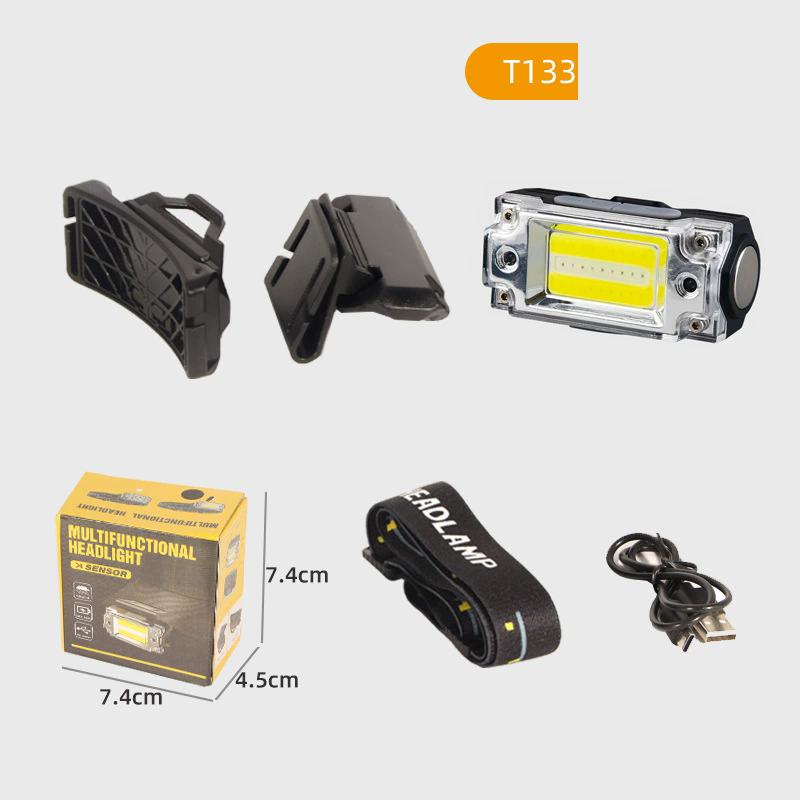 Mini Dual COB Headlamp Sensor Hat Clip Headlight 5 Lighting Modes Outdoor Camping Hunting Flashlight Induction Head Lamps