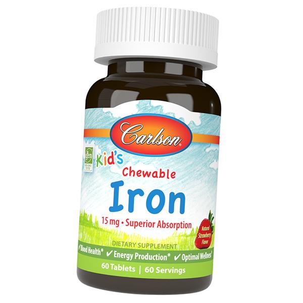 Iron for Children, Kid's Chewable Iron 15, Carlson Labs 30tab Strawberry (36353100)