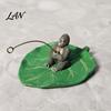Detailed Animal Figurine for Water Features Fishing Gorilla on Lotus Leaf Ornament, Funny Floating Figurine, Realistic Artistic Landscaping