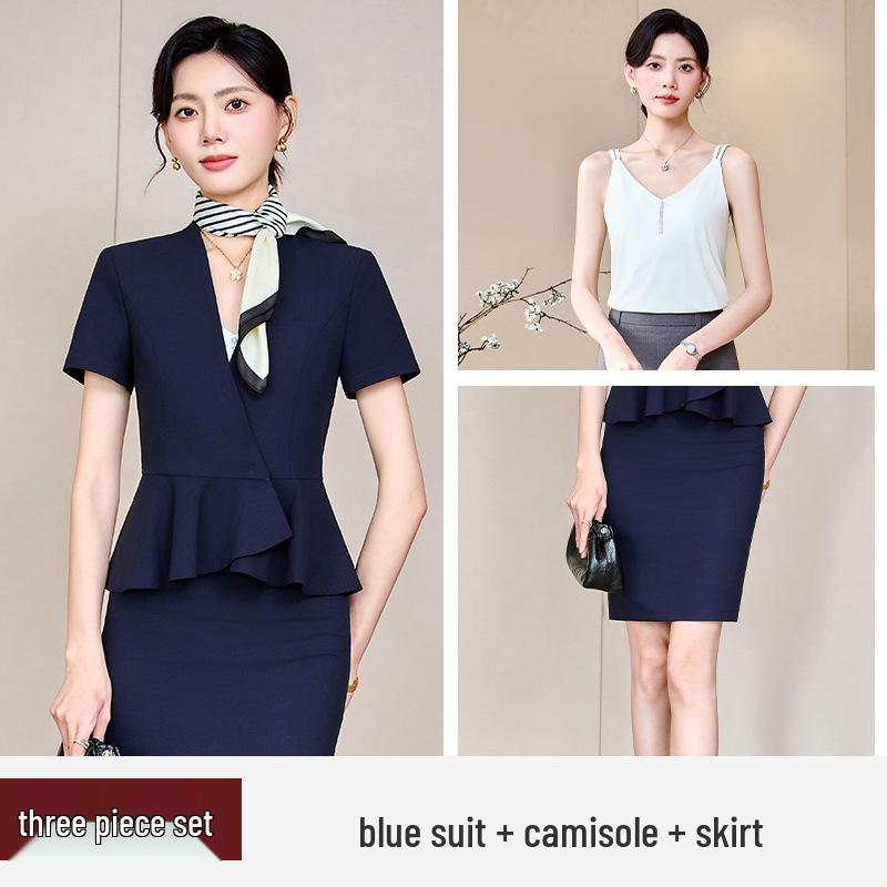 Premium Women's Summer Short-Sleeve Suit Set - Elegant Skirt Suit for Professional and Stylish Workwear