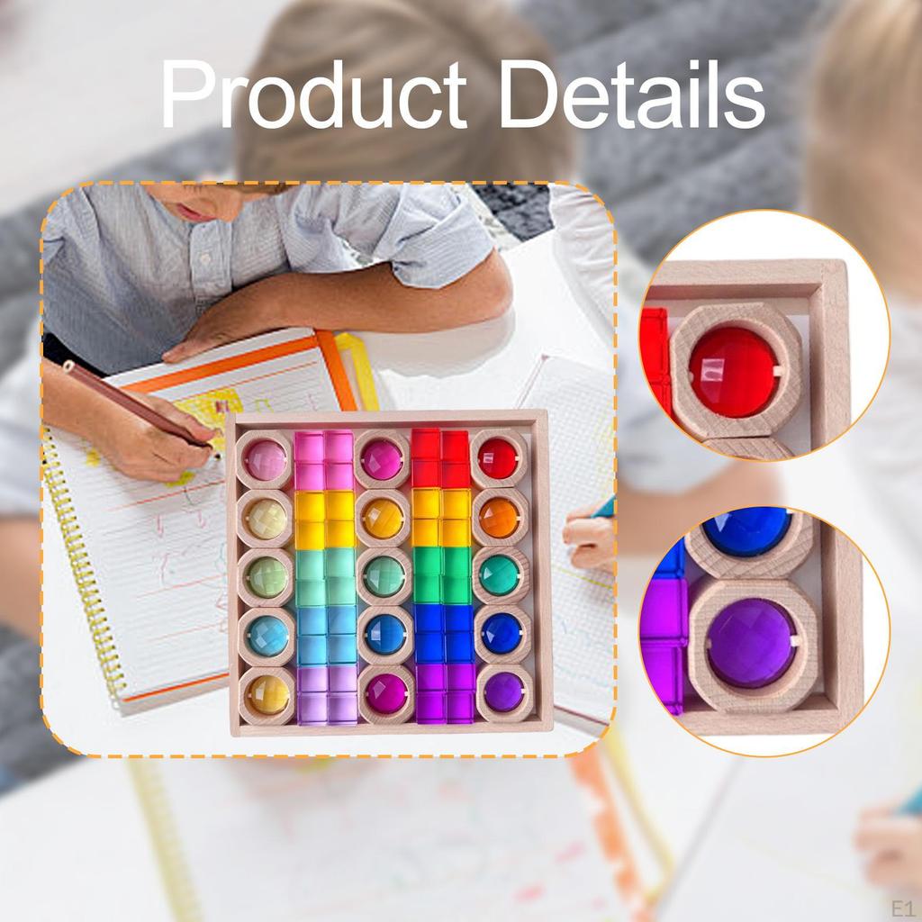 Stacking Game Building Blocks Set for Kids Smooth Cube Rainbow Acrylic Gemstone Cubes