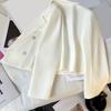 Podzimní Ženy Klopa Dlouhý rukáv Ustřižené sako Dvojřadé Jednobarevné Slim Fit Kabát Streetwear