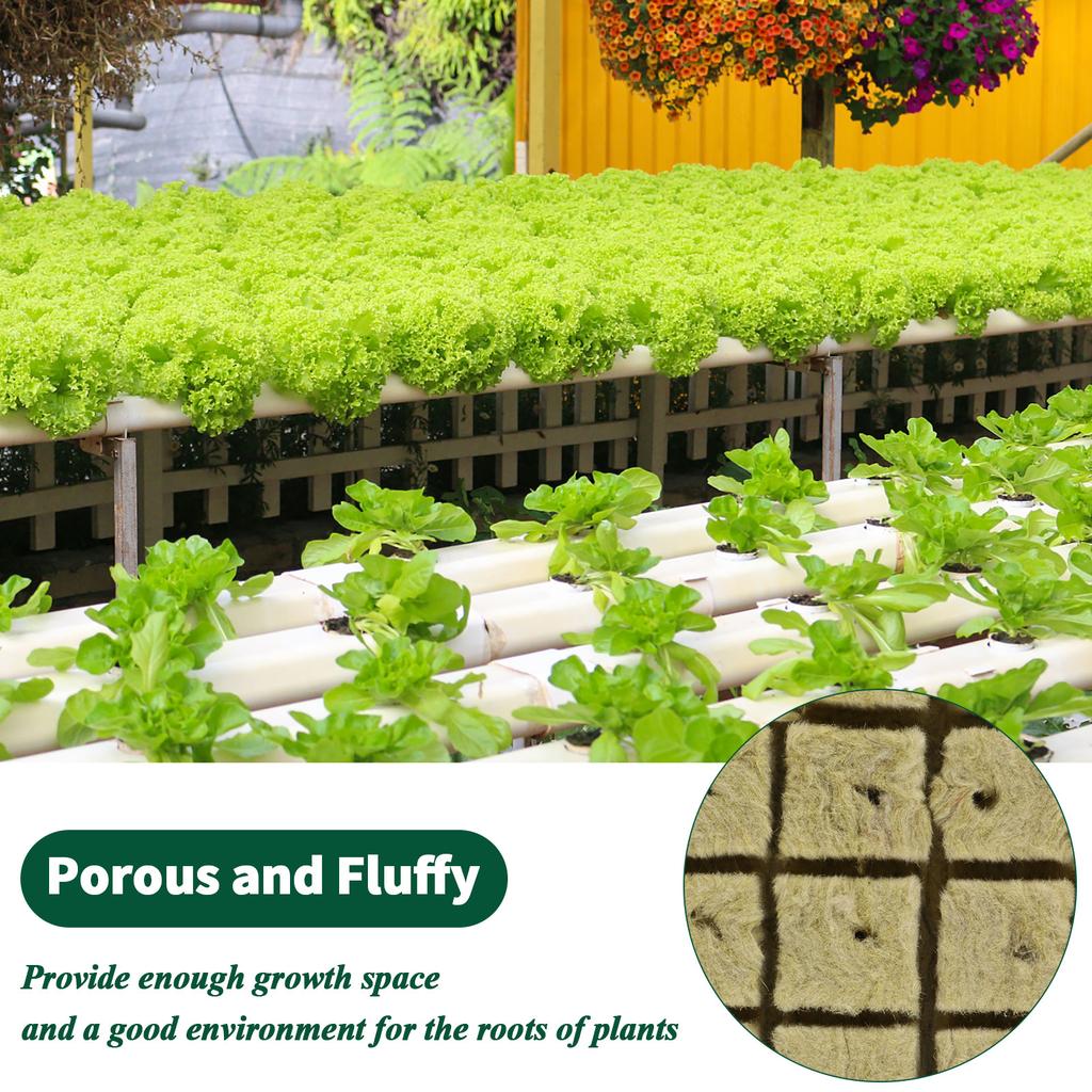 100 Set    With Net Pots, Including 100 Packs 2 Inches Plastic Net Pots, 100 Packs Rock Wool Planting  And