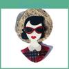 Acrylic Fashion Brooch Blucome Figure Girls Corsage For Women Girls Coat Hat Bag Hijab Pins Gifts