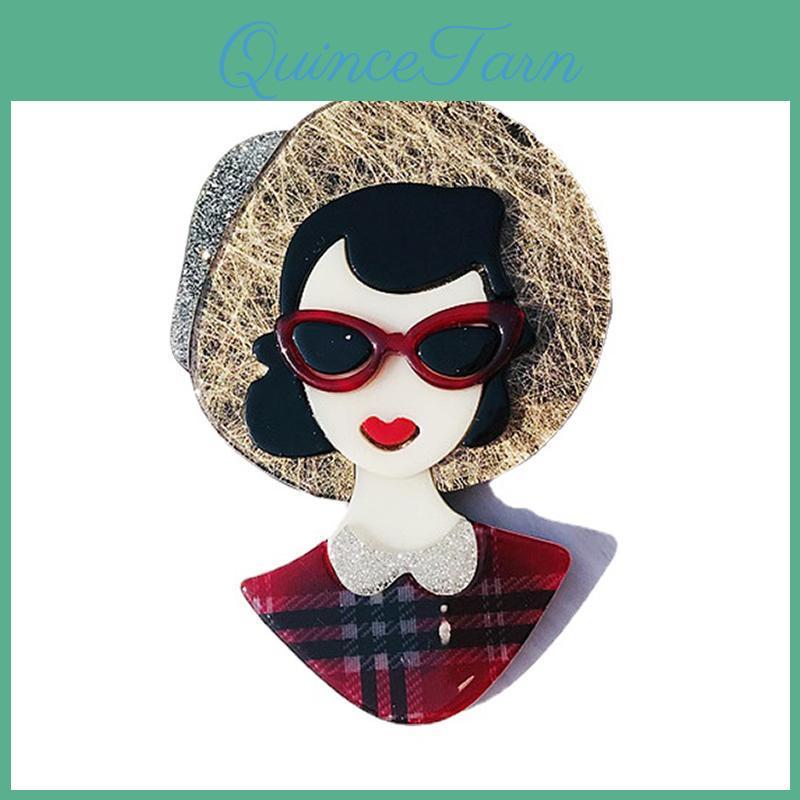 Acrylic Fashion Brooch Blucome Figure Girls Corsage For Women Girls Coat Hat Bag Hijab Pins Gifts