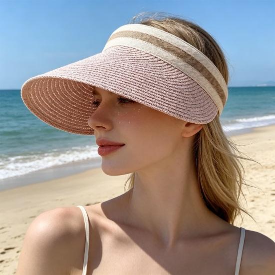 Summer Foldable Sun Hat, Breathable Braided Straw Hat, Portable UV Protection Hat for Beach Travel Hiking