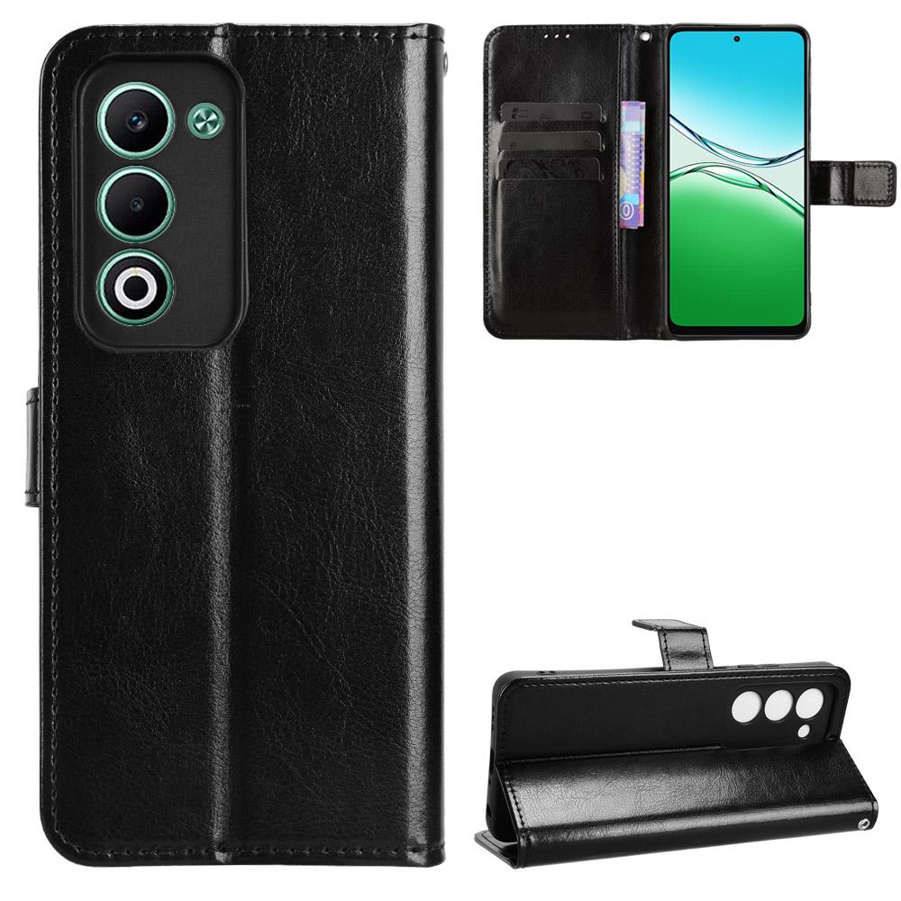For Oppo A5 5G/Oppo A5 4G PU Leather Case with Strap Crazy Horse Texture Phone Wallet Cover