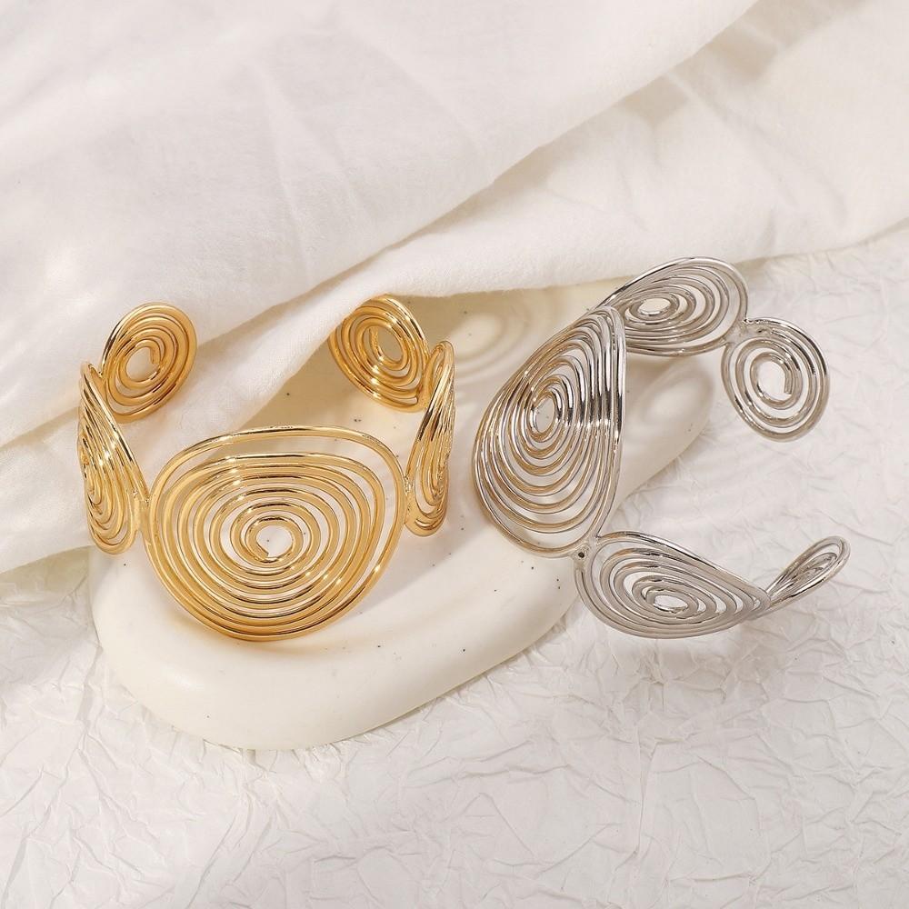 S/Round Shape Irregular Wide Bracelet Wave Opening Retro Hand Ring Zinc Zinc Alloy Wide Opening Bangle Gift