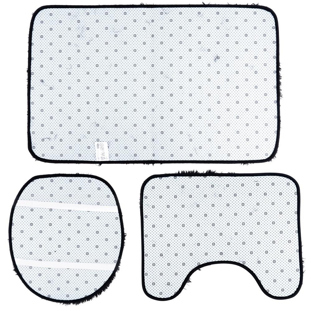 Bathroom Set Soft Shaggy Black Rug Cover for Bathroom Seat